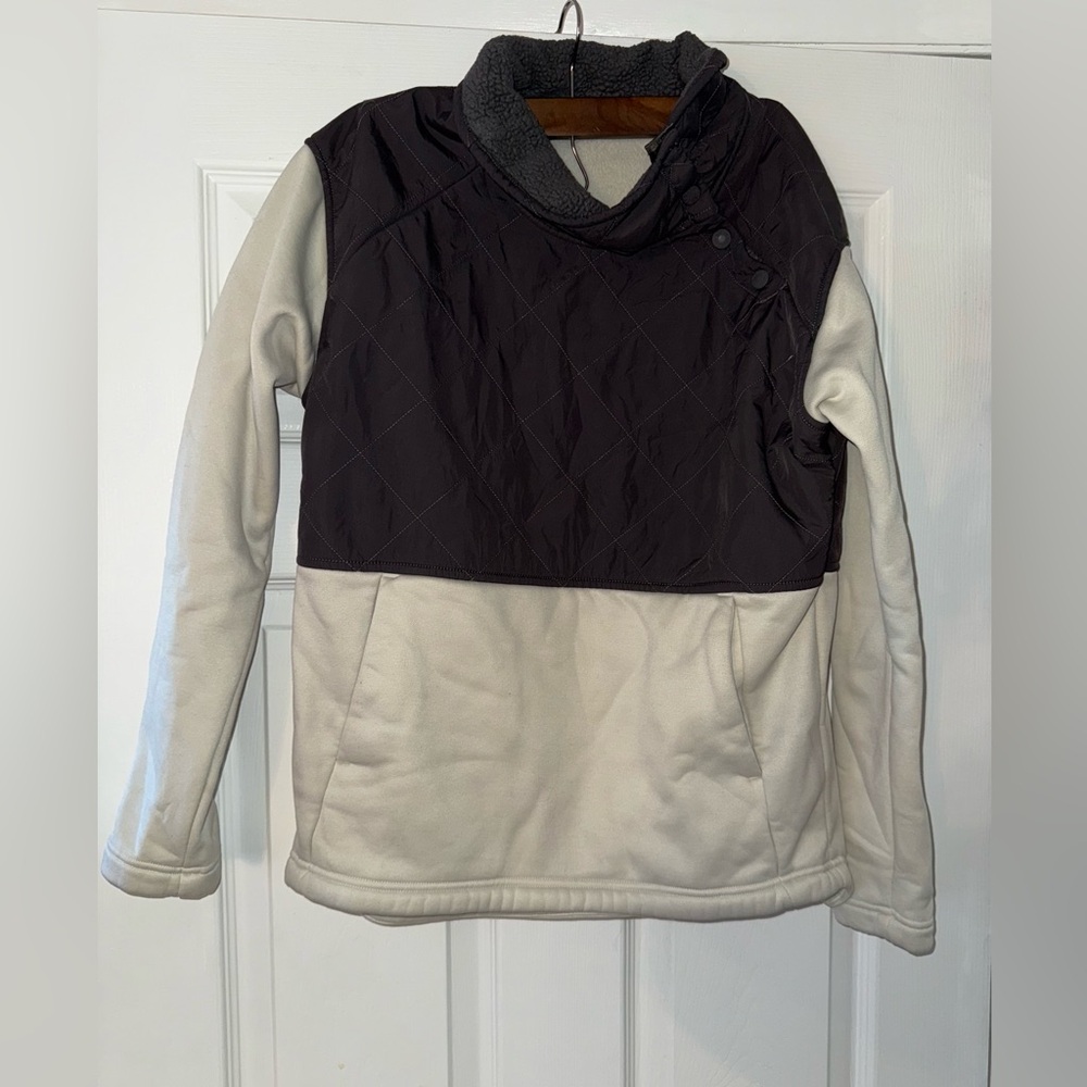 The North Face Quilted Fleece Pullover Jacket Women’s Small Gray Cream